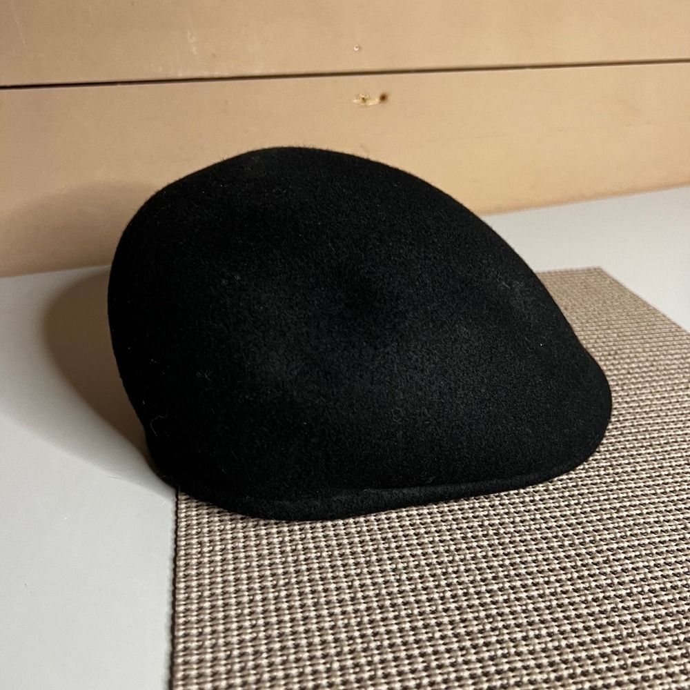 Huckel Bora Super Black Wool Felt Flat Cap Made in Czech Republic Size L 58